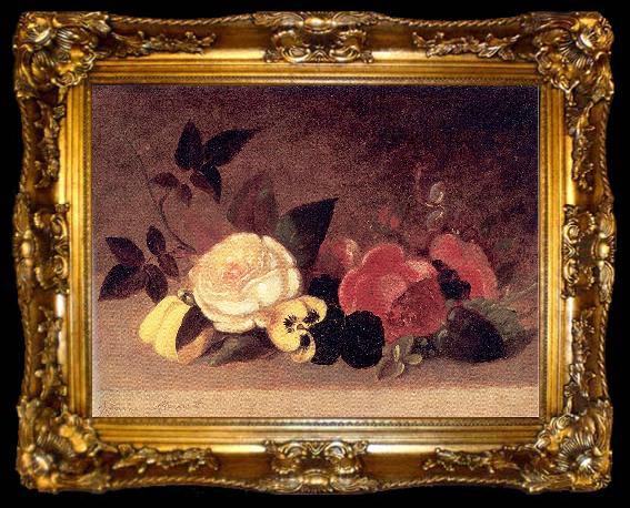 framed  Mount, Evelina Roses and Pansies, ta009-2